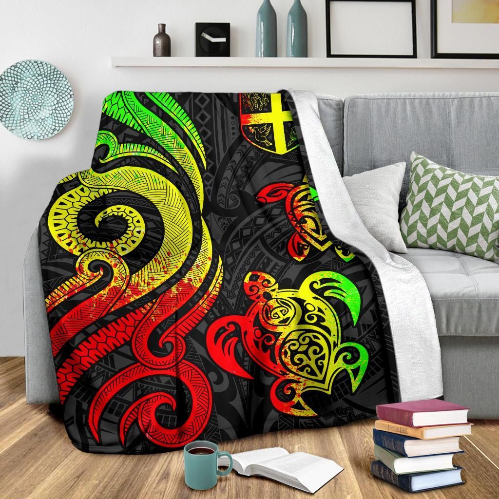 Fiji Polynesian Premium Blanket - Reggae Tentacle Turtle-Myprintsy