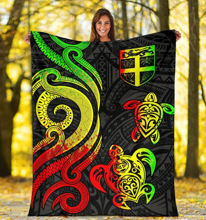 Fiji Polynesian Premium Blanket - Reggae Tentacle Turtle-Myprintsy