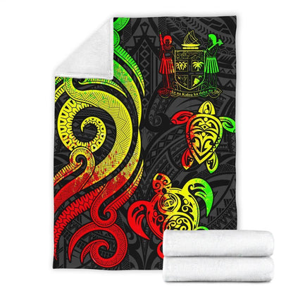 Fiji Polynesian Premium Blanket - Reggae Tentacle Turtle Crest-Myprintsy