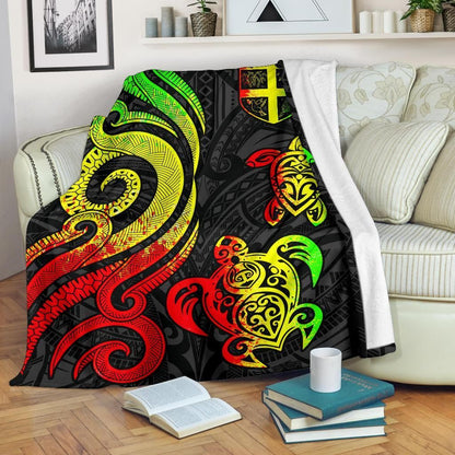 Fiji Polynesian Premium Blanket - Reggae Tentacle Turtle-Myprintsy