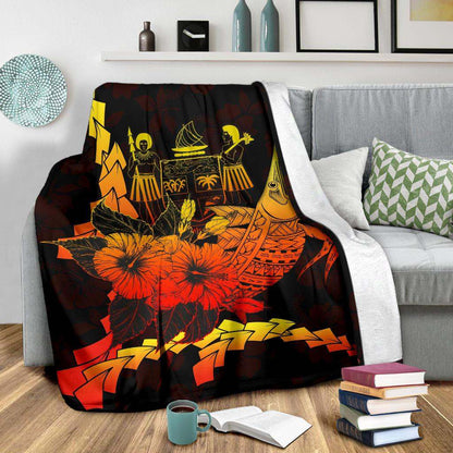 Fiji Polynesian Premium Blanket - Swordfish With Hibiscus-Myprintsy