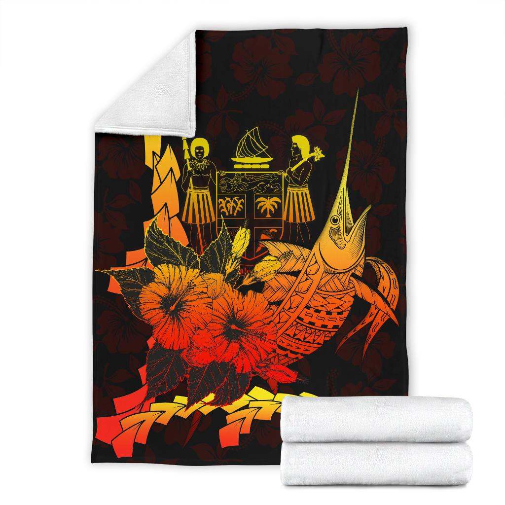 Fiji Polynesian Premium Blanket - Swordfish With Hibiscus-Myprintsy