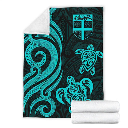 Fiji Polynesian Premium Blanket - Turquoise Tentacle Turtle-Myprintsy