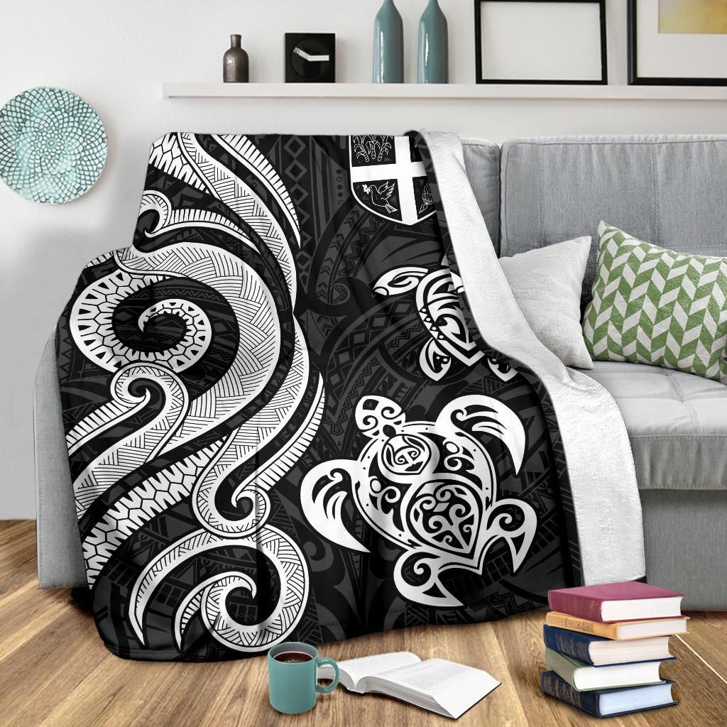 Fiji Polynesian Premium Blanket - White Tentacle Turtle-Myprintsy