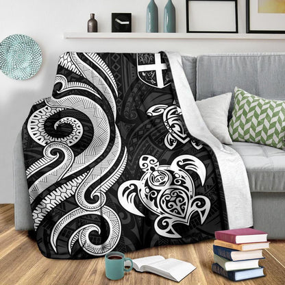 Fiji Polynesian Premium Blanket - White Tentacle Turtle-Myprintsy