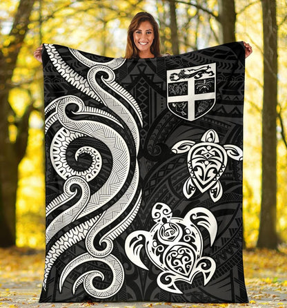 Fiji Polynesian Premium Blanket - White Tentacle Turtle-Myprintsy