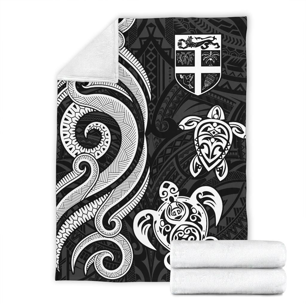 Fiji Polynesian Premium Blanket - White Tentacle Turtle-Myprintsy