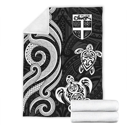 Fiji Polynesian Premium Blanket - White Tentacle Turtle-Myprintsy
