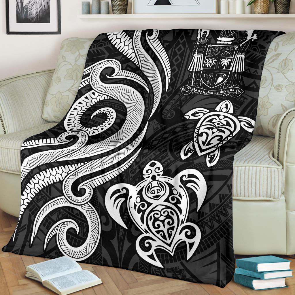 Fiji Polynesian Premium Blanket - White Tentacle Turtle Crest-Myprintsy