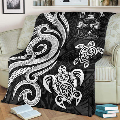 Fiji Polynesian Premium Blanket - White Tentacle Turtle Crest-Myprintsy