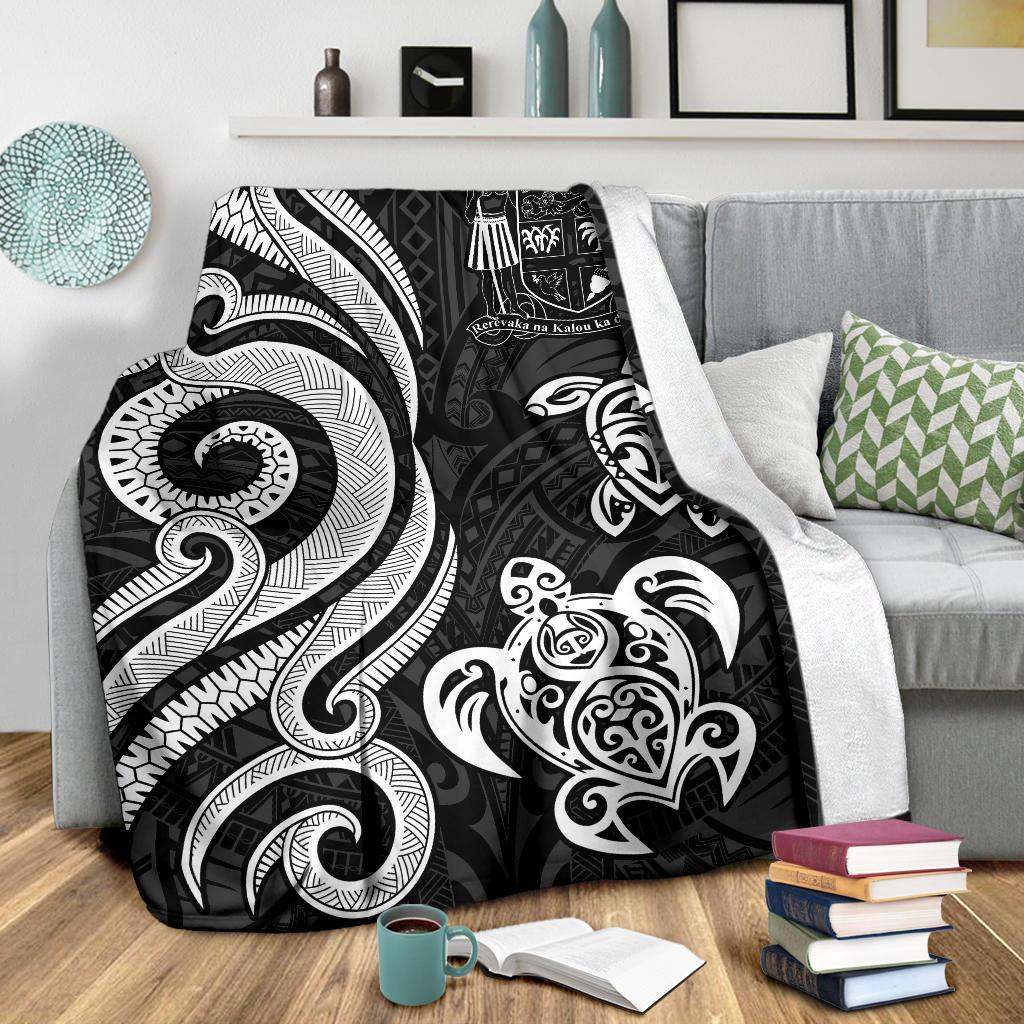 Fiji Polynesian Premium Blanket - White Tentacle Turtle Crest-Myprintsy