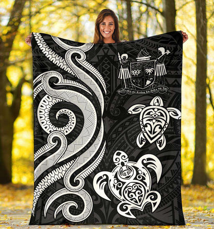 Fiji Polynesian Premium Blanket - White Tentacle Turtle Crest-Myprintsy