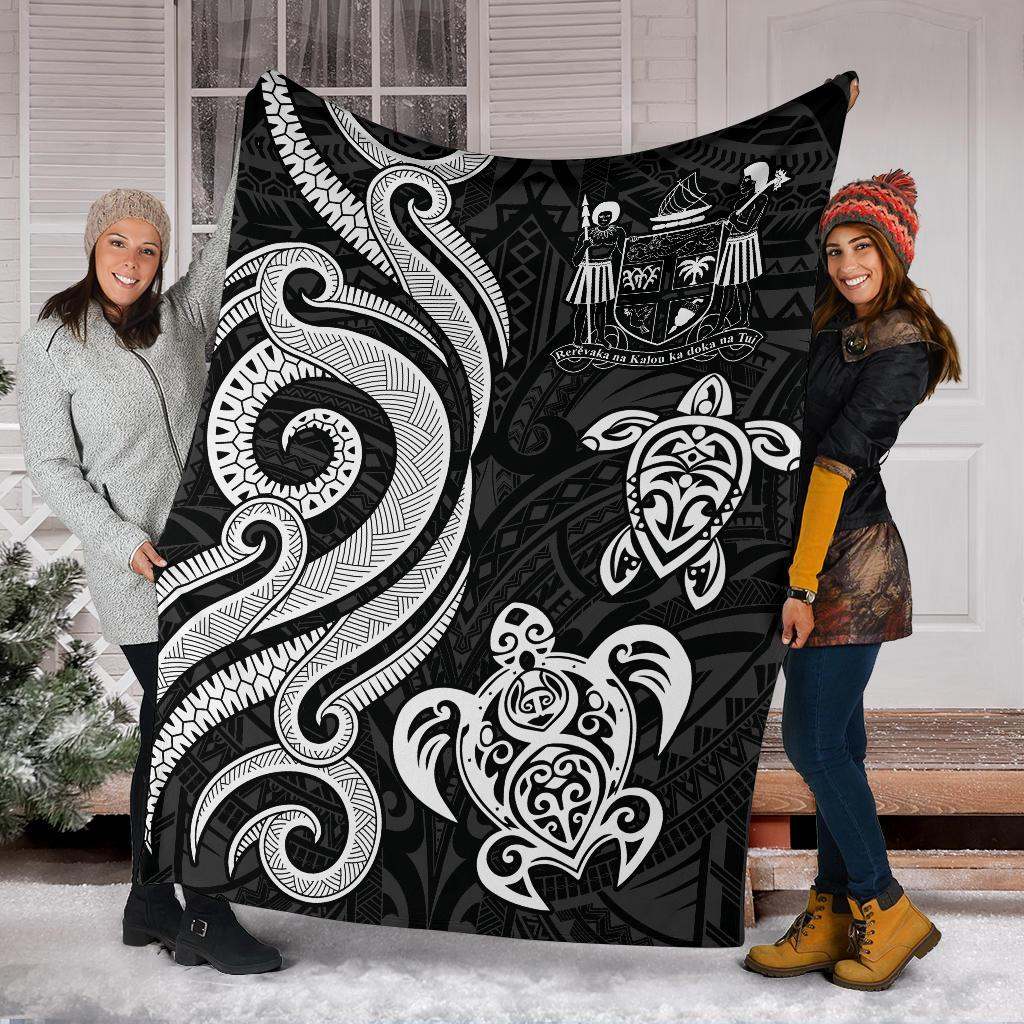 Fiji Polynesian Premium Blanket - White Tentacle Turtle Crest-Myprintsy
