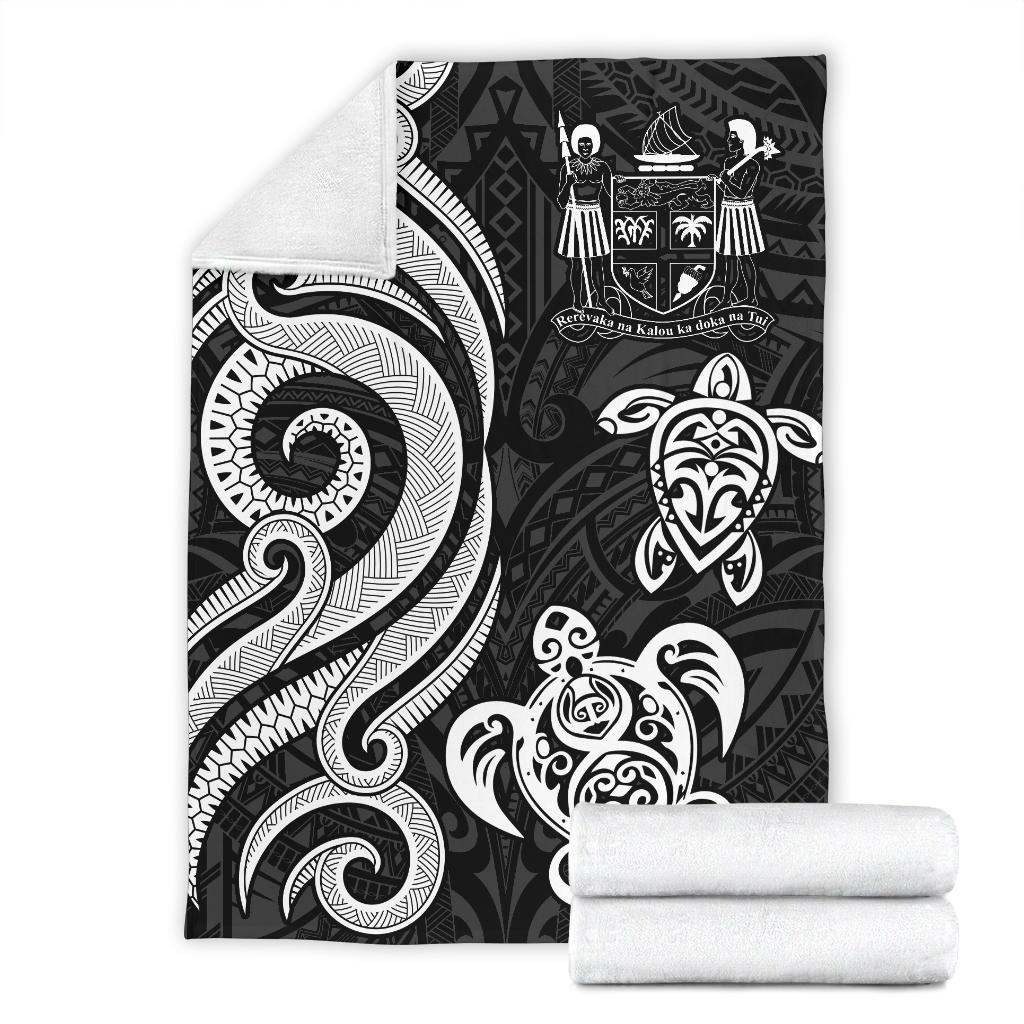 Fiji Polynesian Premium Blanket - White Tentacle Turtle Crest-Myprintsy