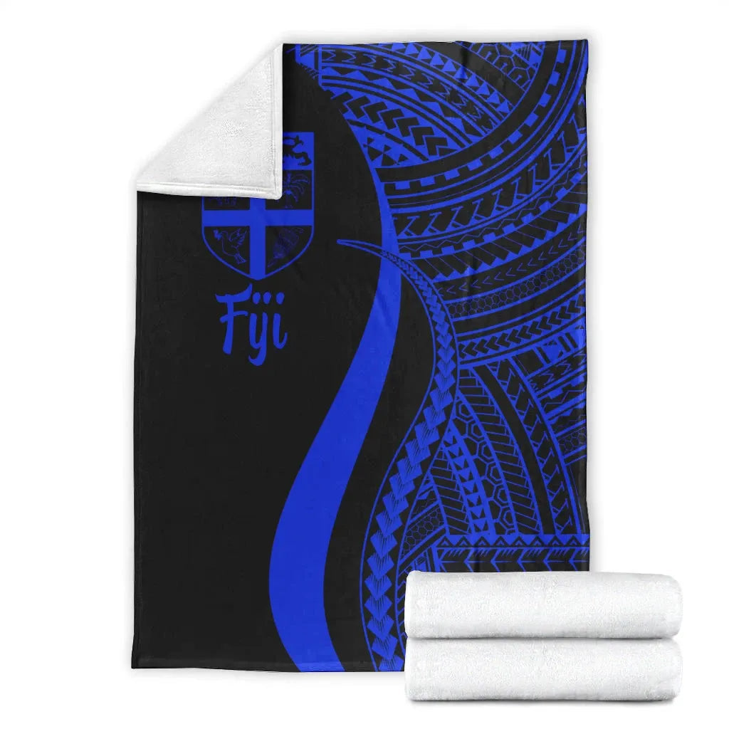 Fiji Premium Blanket - Blue Polynesian Tentacle Tribal Pattern-Myprintsy