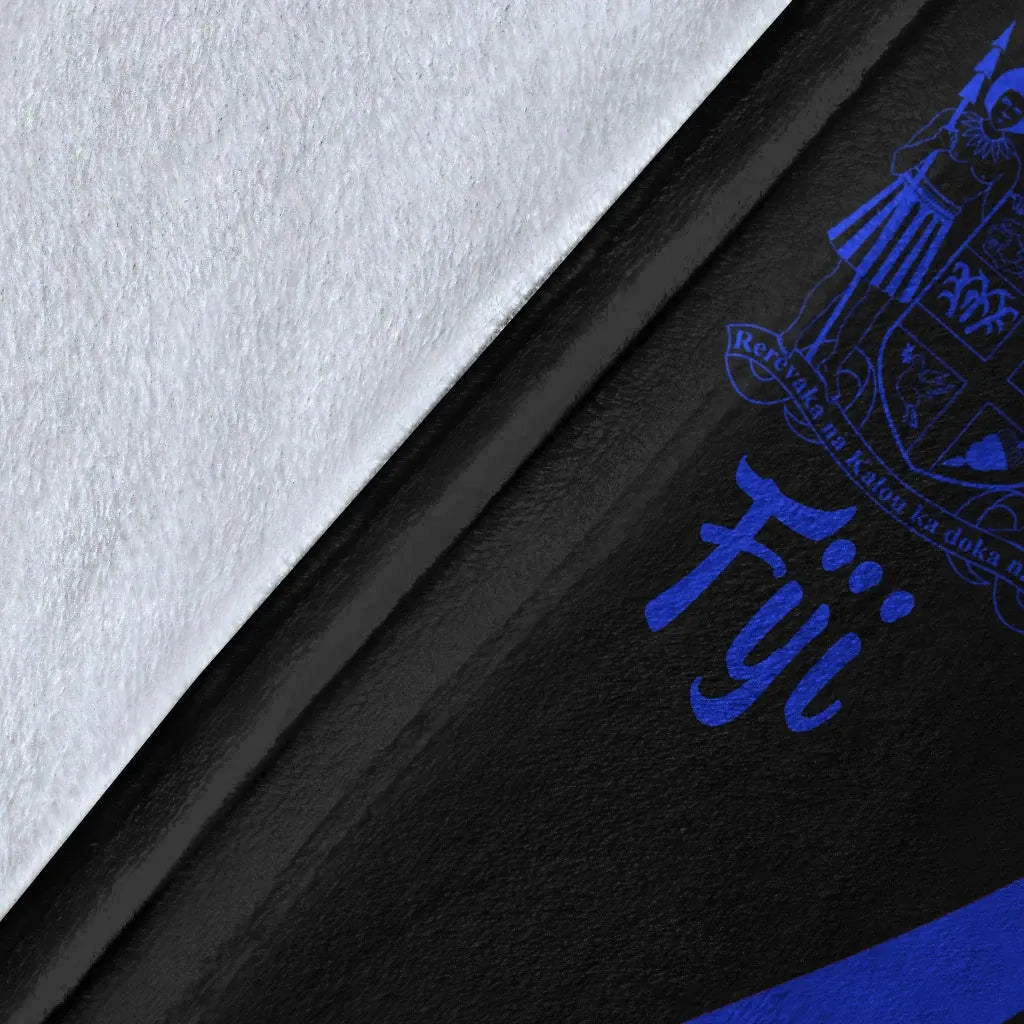 Fiji Premium Blanket - Blue Polynesian Tentacle Tribal Pattern Crest-Myprintsy