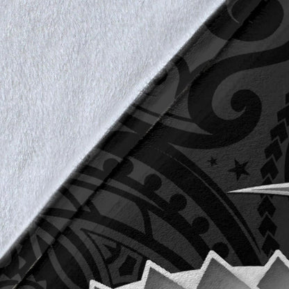 Fiji Premium Blanket- Fiji Seal Polynesian Patterns Plumeria (Black)-Myprintsy