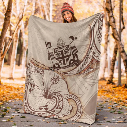 Fiji Premium Blanket - Hibiscus Flowers Vintage Style-Myprintsy