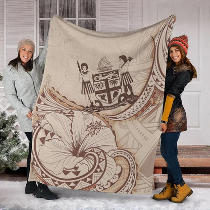 Fiji Premium Blanket - Hibiscus Flowers Vintage Style-Myprintsy