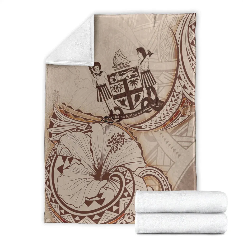 Fiji Premium Blanket - Hibiscus Flowers Vintage Style-Myprintsy