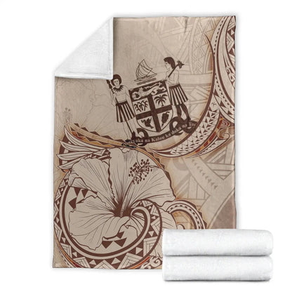 Fiji Premium Blanket - Hibiscus Flowers Vintage Style-Myprintsy