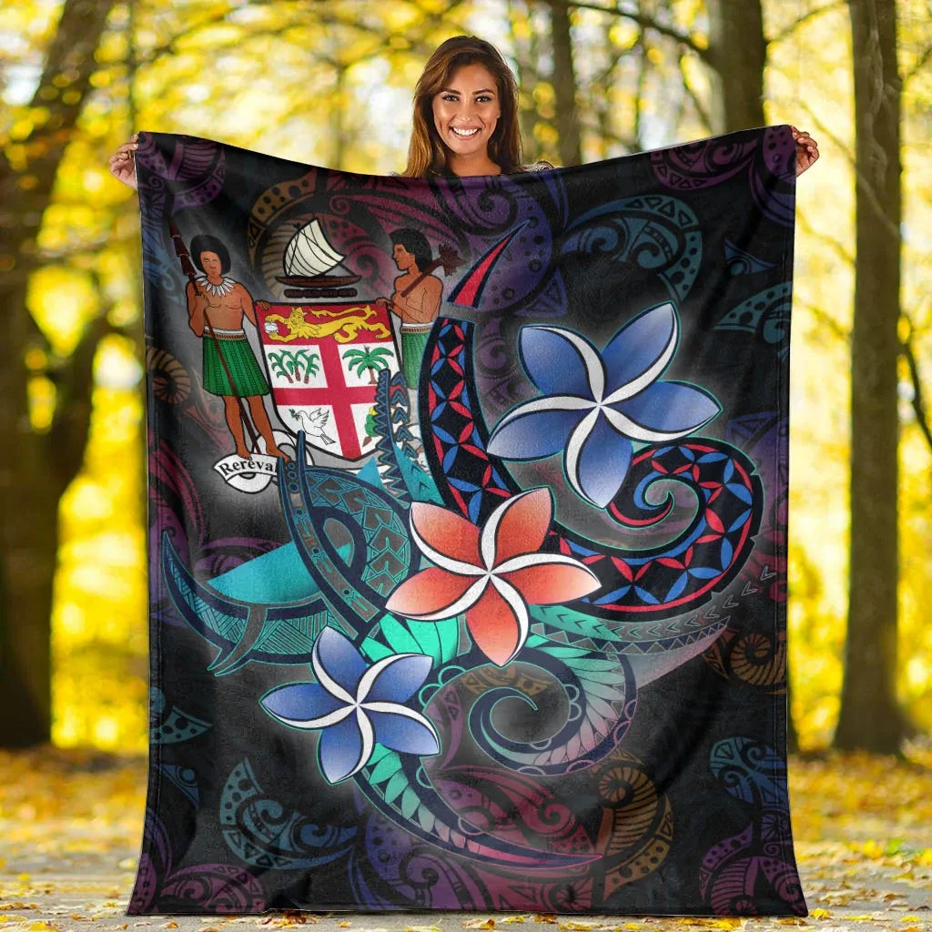 Fiji Premium Blanket - Plumeria Flowers Style-Myprintsy