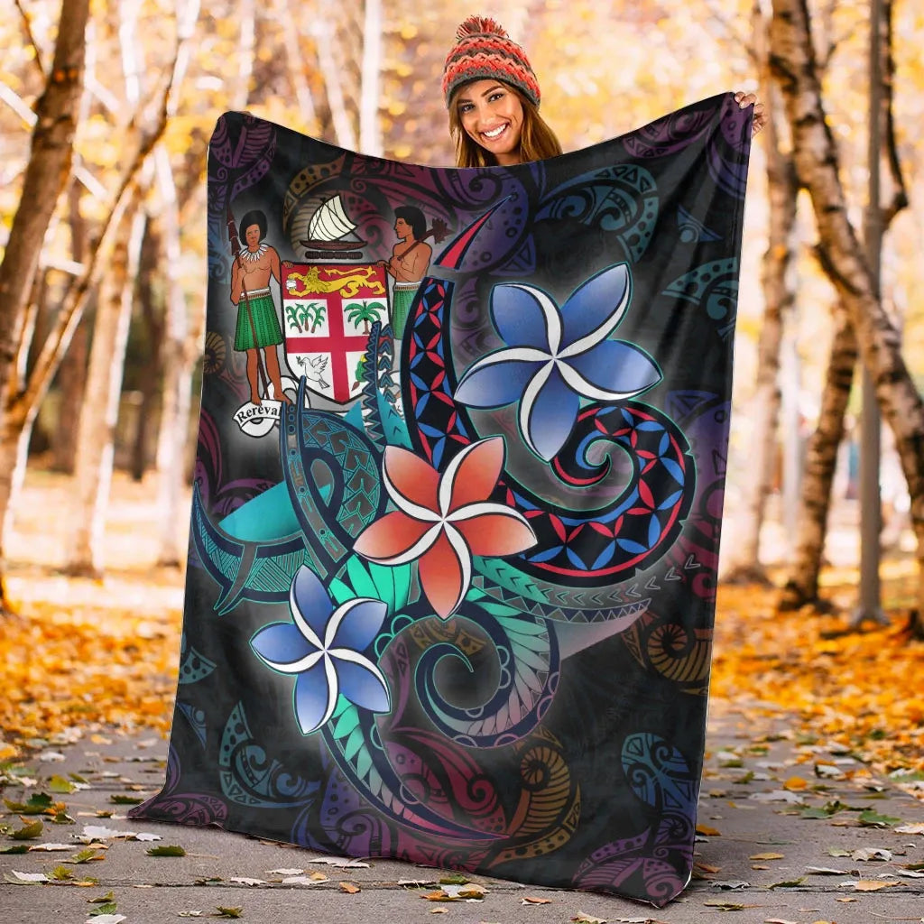 Fiji Premium Blanket - Plumeria Flowers Style-Myprintsy