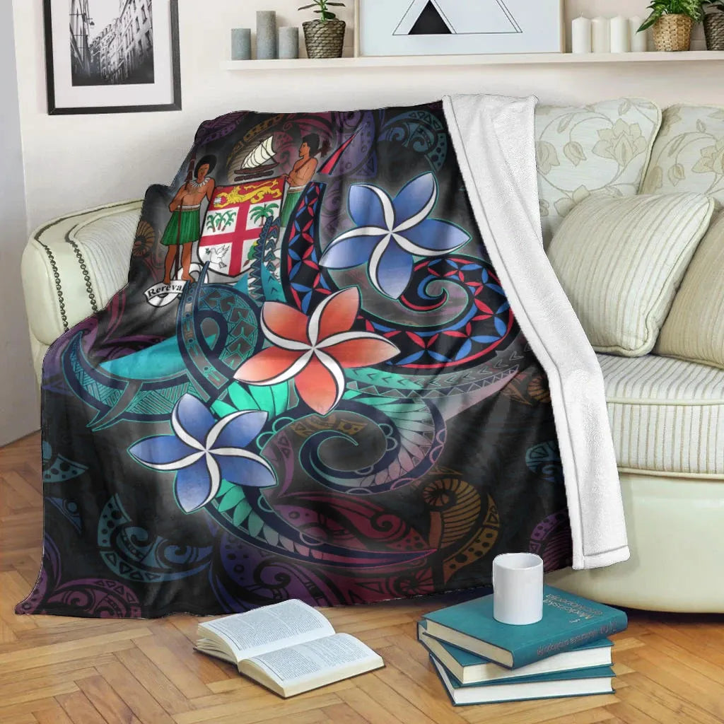 Fiji Premium Blanket - Plumeria Flowers Style-Myprintsy