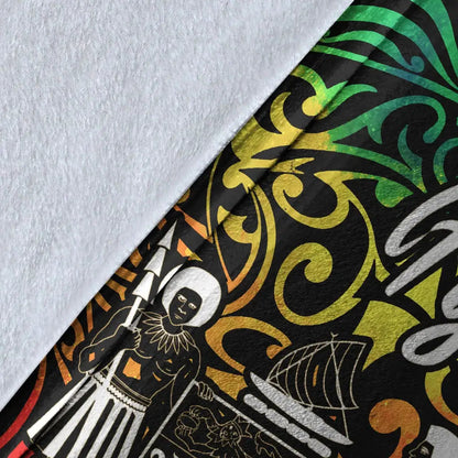 Fiji Premium Blanket - Rainbow Polynesian Pattern Crest-Myprintsy