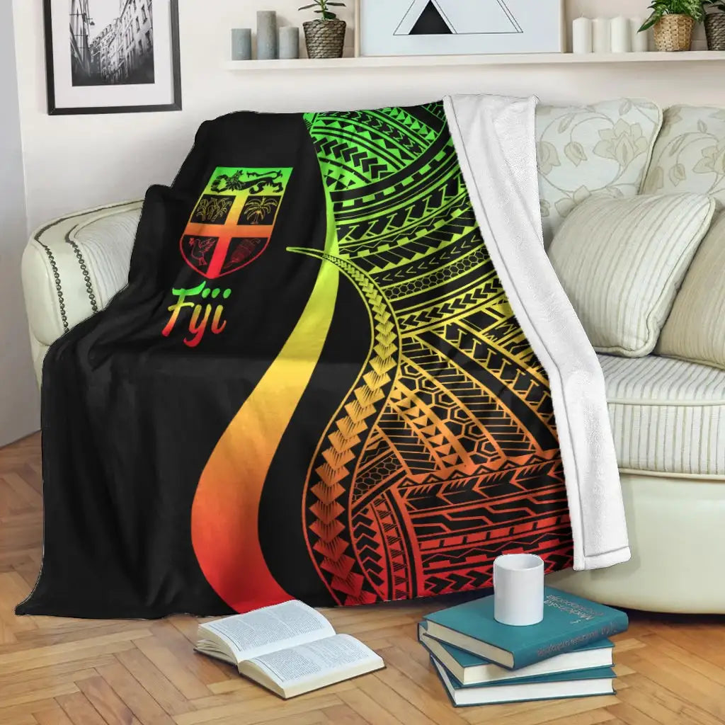Fiji Premium Blanket - Reggae Polynesian Tentacle Tribal Pattern-Myprintsy