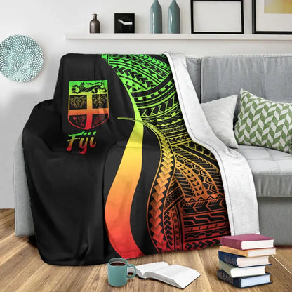 Fiji Premium Blanket - Reggae Polynesian Tentacle Tribal Pattern-Myprintsy