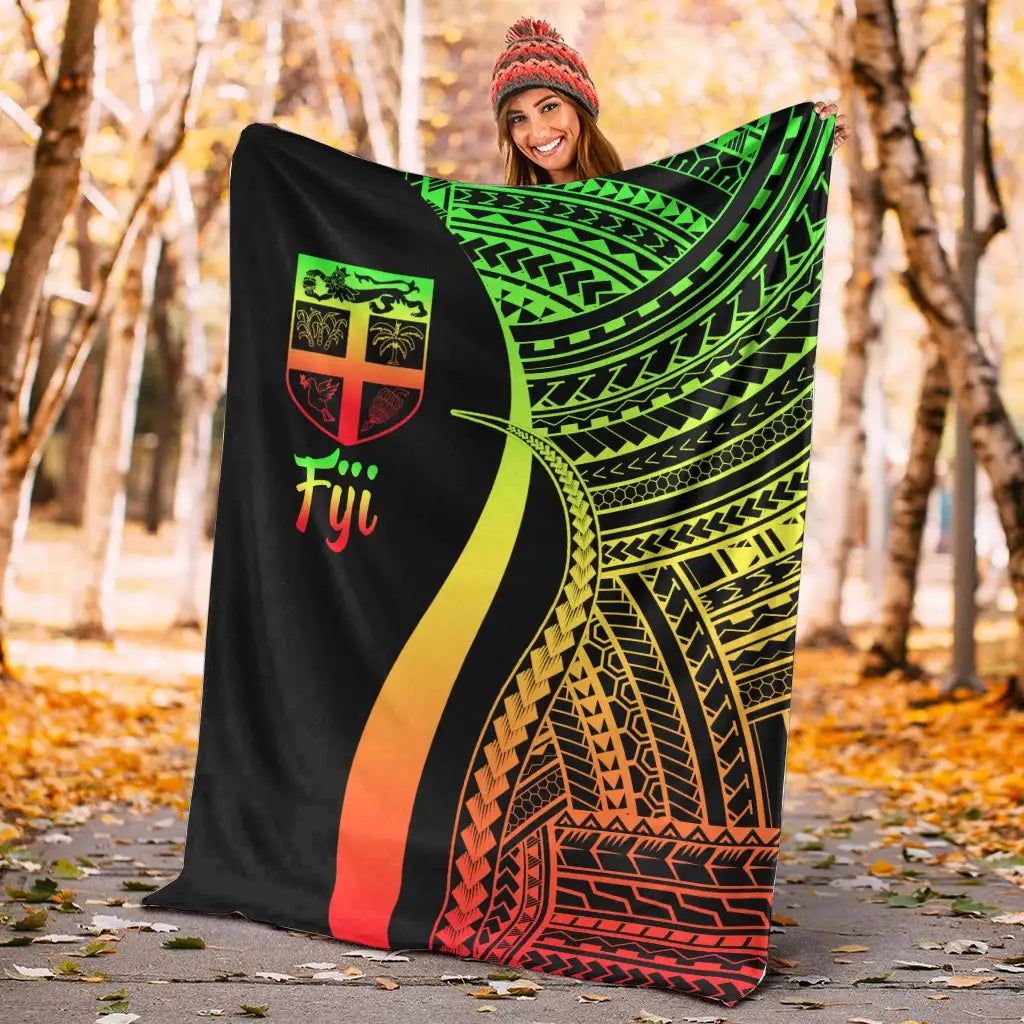 Fiji Premium Blanket - Reggae Polynesian Tentacle Tribal Pattern-Myprintsy