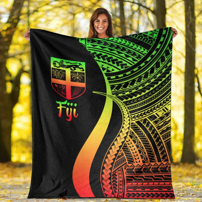Fiji Premium Blanket - Reggae Polynesian Tentacle Tribal Pattern-Myprintsy