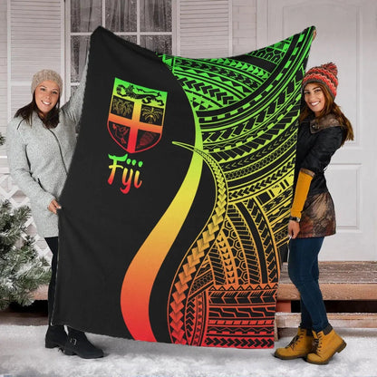 Fiji Premium Blanket - Reggae Polynesian Tentacle Tribal Pattern-Myprintsy