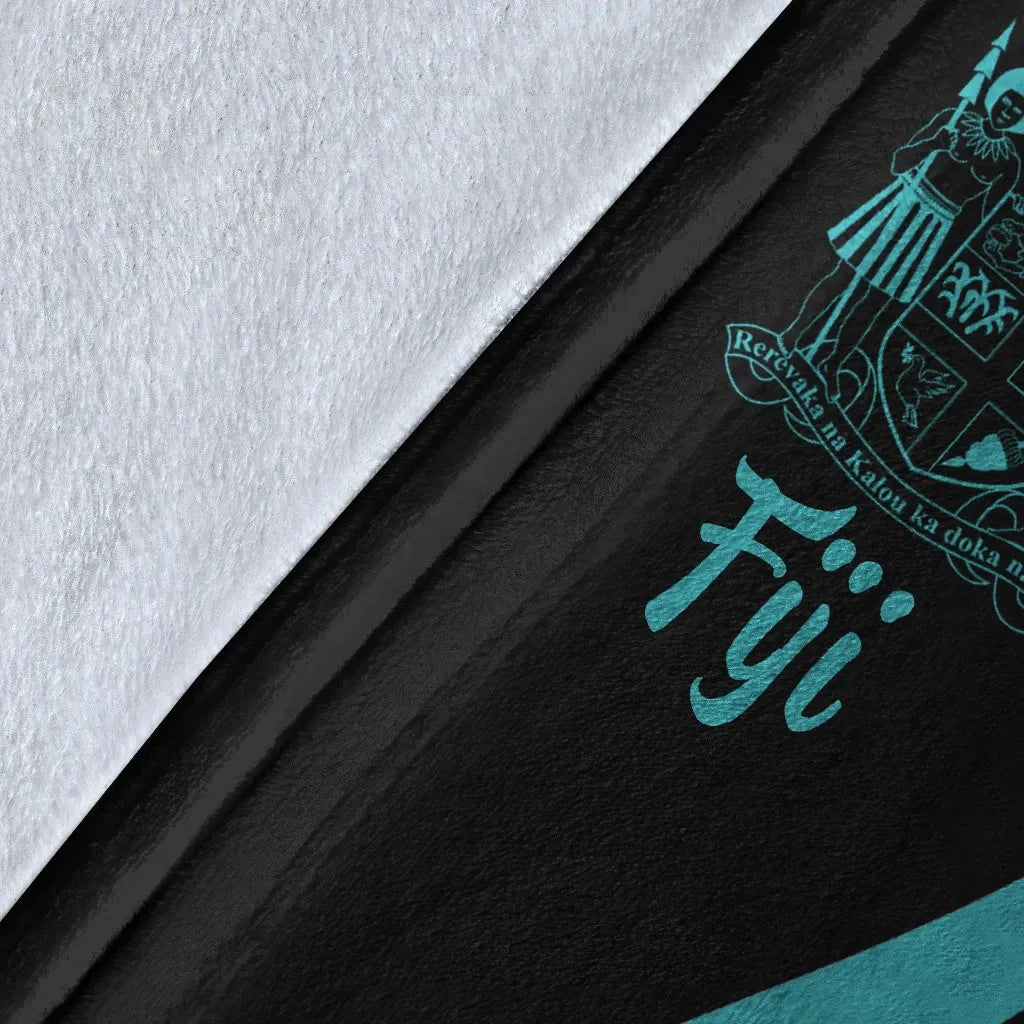 Fiji Premium Blanket - Turquoise Polynesian Tentacle Tribal Pattern Crest-Myprintsy