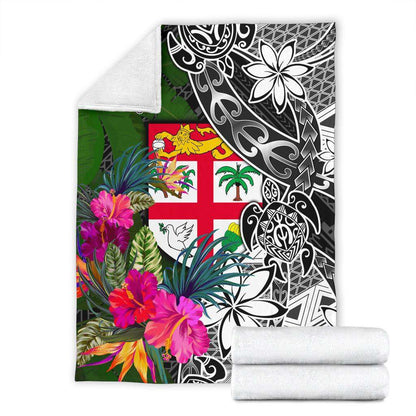 Fiji Premium Blanket - Turtle Plumeria Banana Leaf-Myprintsy