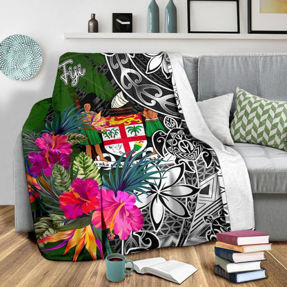 Fiji Premium Blanket - Turtle Plumeria Banana Leaf Crest-Myprintsy