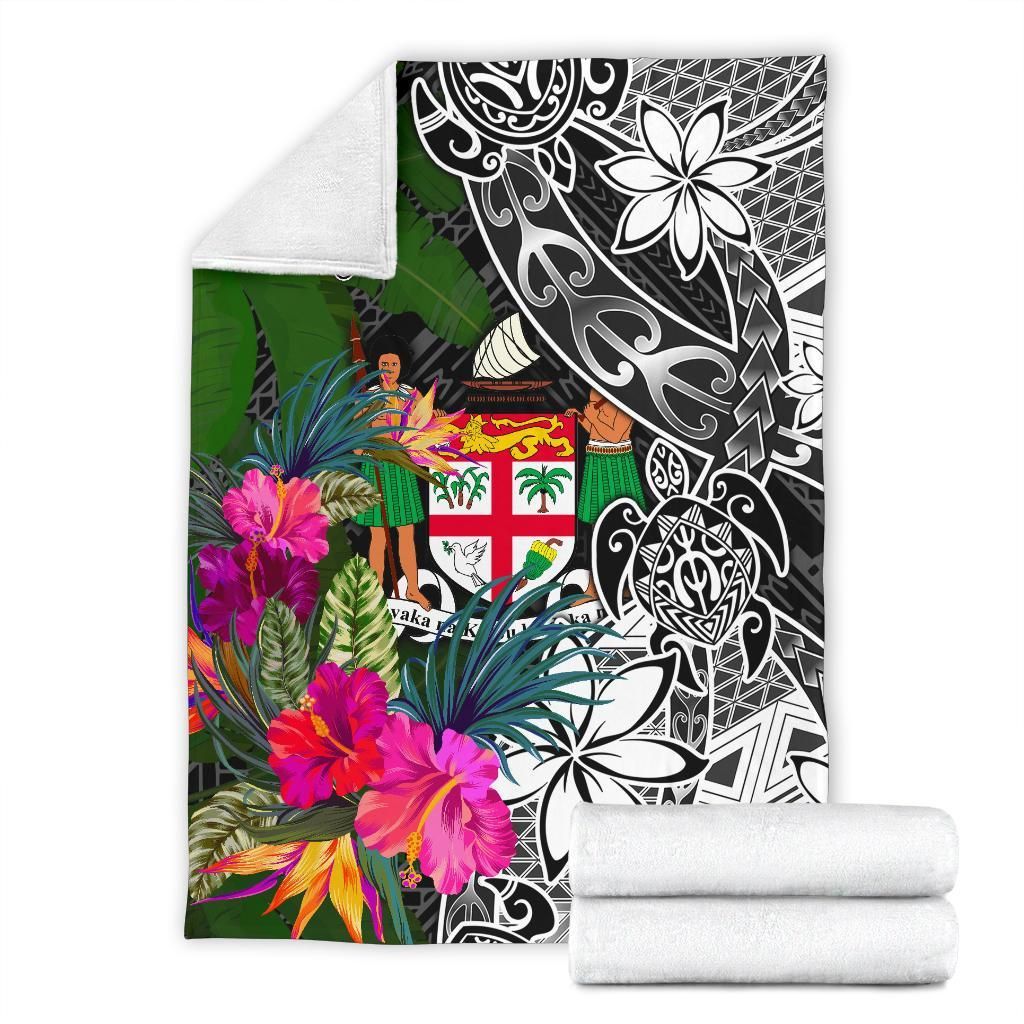 Fiji Premium Blanket - Turtle Plumeria Banana Leaf Crest-Myprintsy