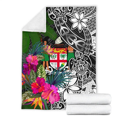 Fiji Premium Blanket - Turtle Plumeria Banana Leaf Crest-Myprintsy