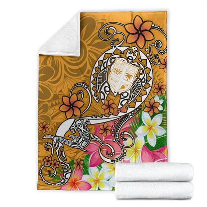 Fiji Premium Blanket - Turtle Plumeria (Gold)-Myprintsy
