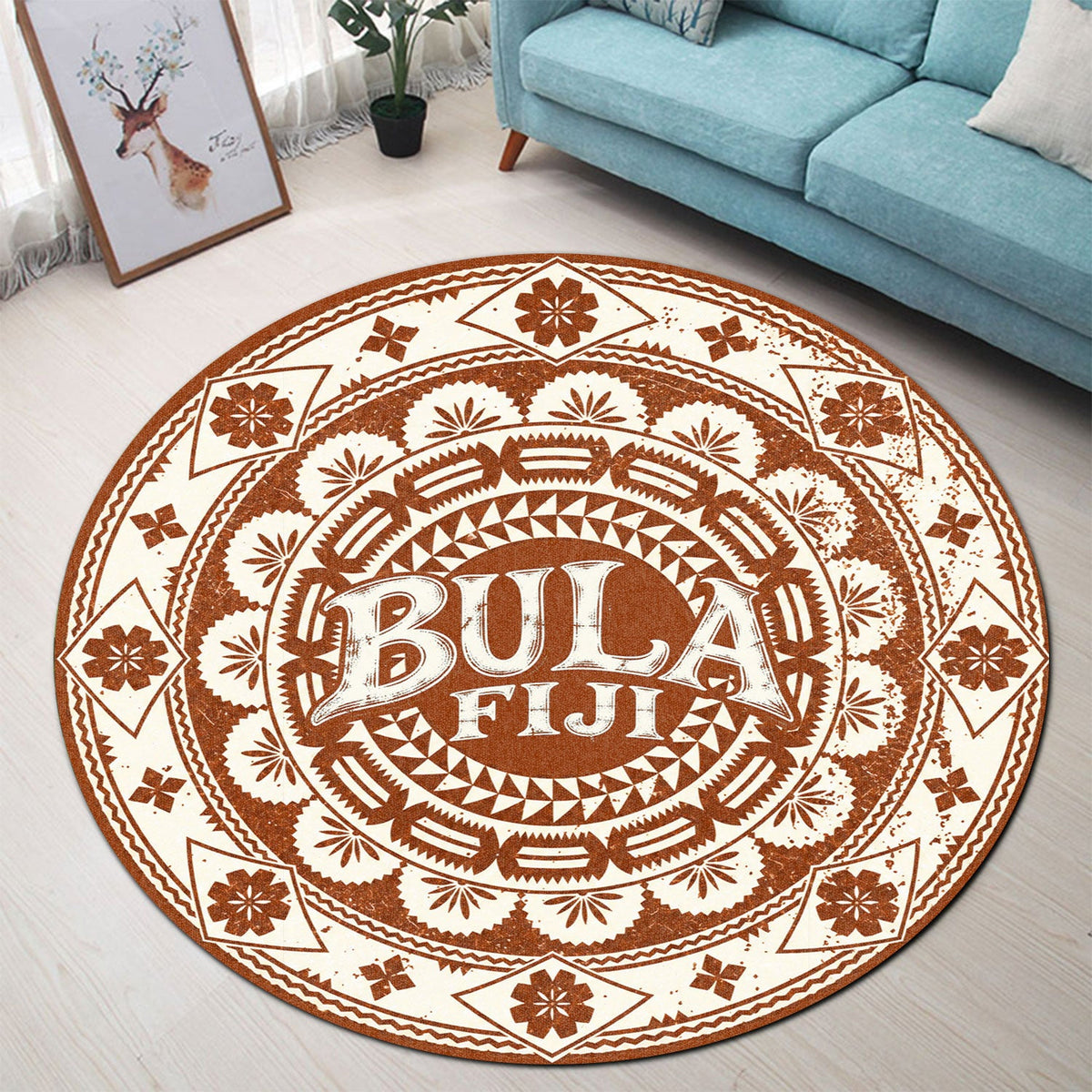 Fiji Round Rug Bula Fiji Traditional Style-Myprintsy
