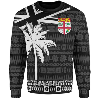 Fiji Sweatshirt Flag With Coconut Black Style-Myprintsy
