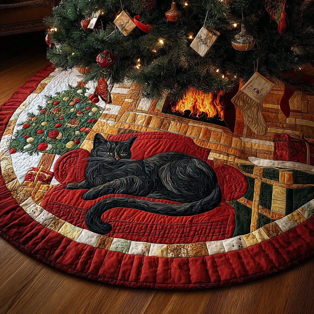 Fireside Gaze Christmas Quilted Tree Skirt-Myprintsy