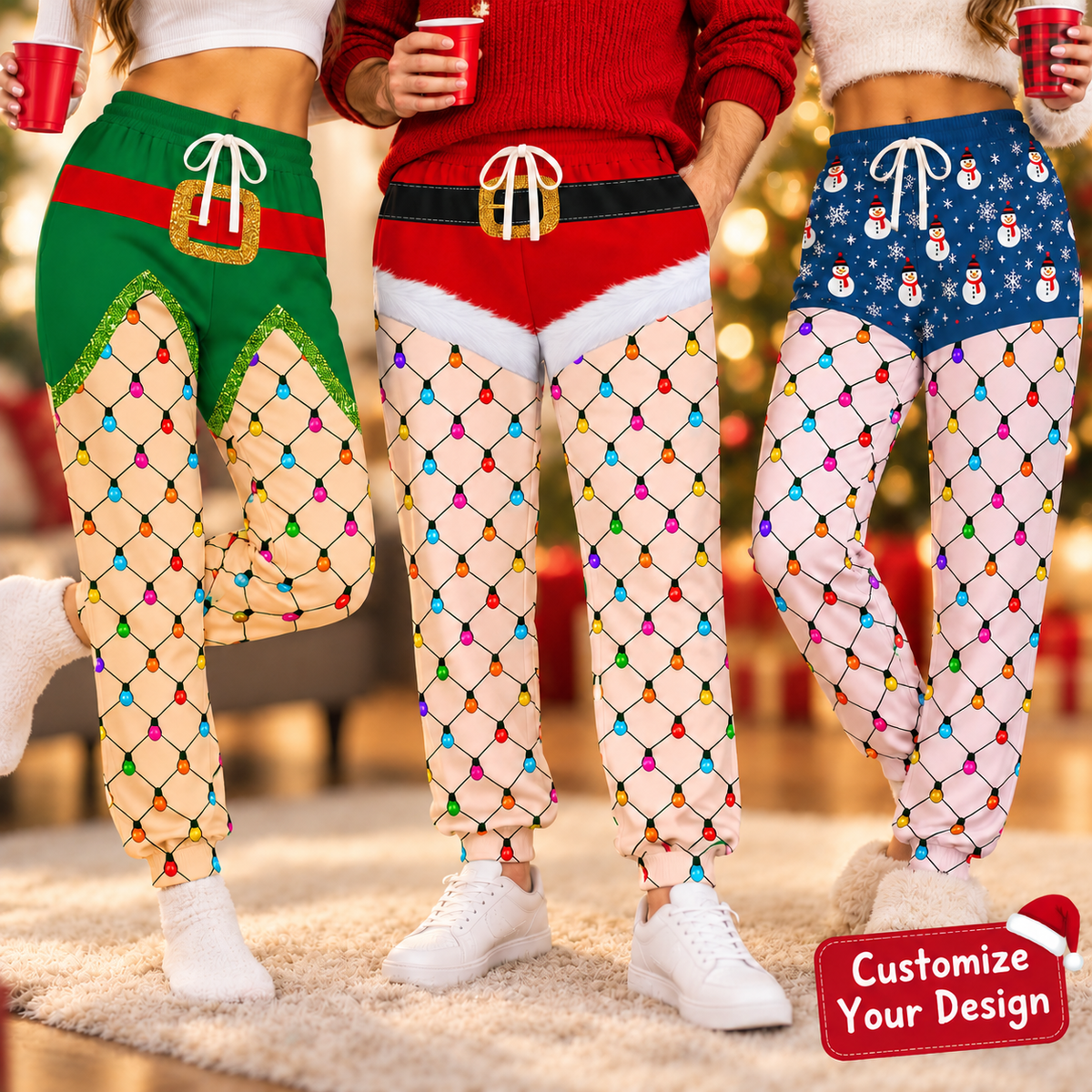 Fishnet Tights Christmas - Personalized Sweatpants-Myprintsy