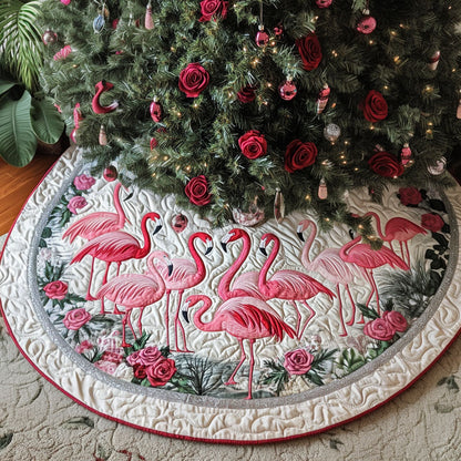 Flamingo Bliss Quilted Christmas Tree Skirt VTQ-Myprintsy