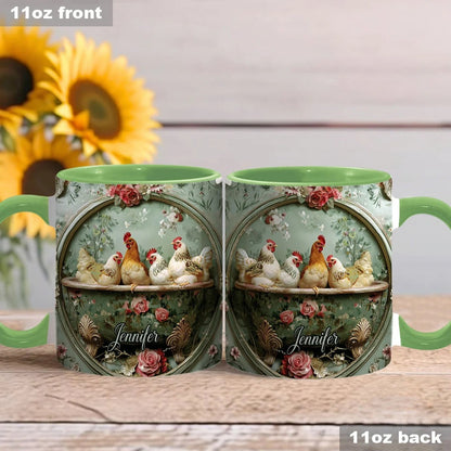 Floral Chicken - Personalized Chicken Accent Mug-Myprintsy