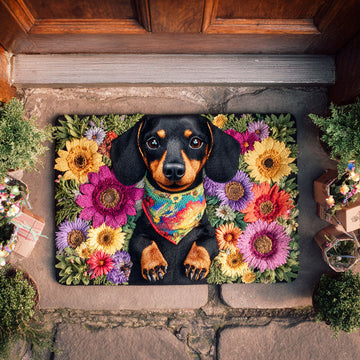 Floral Dachshund Dream Doormat VTQ-Myprintsy