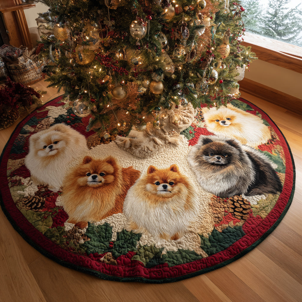 Fluffy Holiday Cheer Christmas Quilted Tree Skirt-Myprintsy