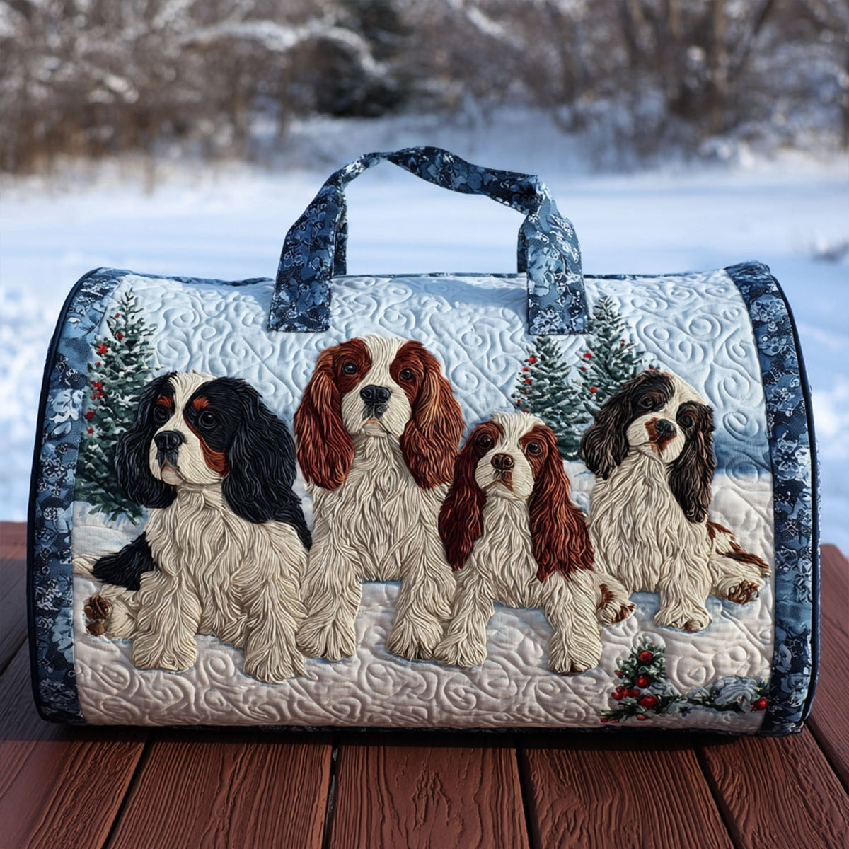 Fluffy Spaniel Quilted Duffle Bag VTQ-Myprintsy