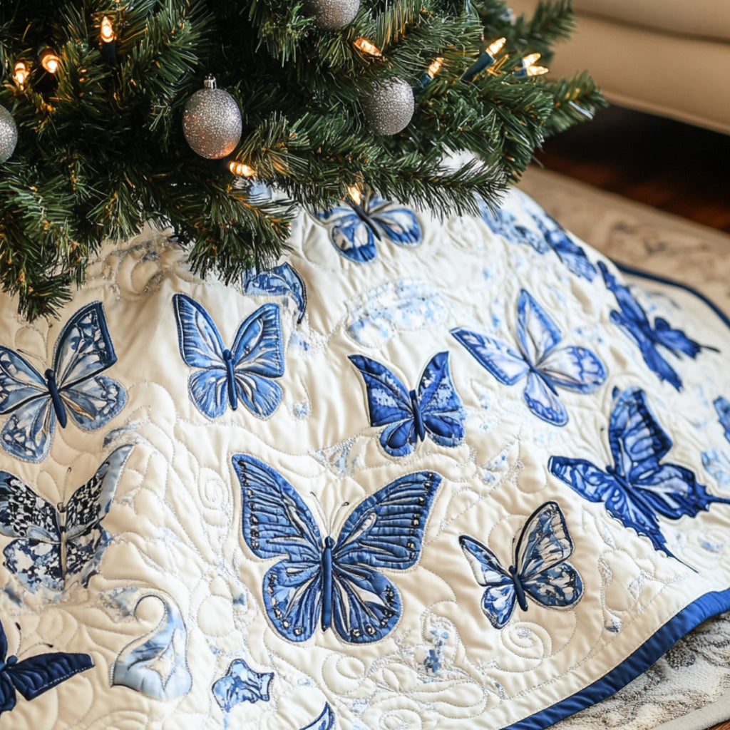 Fluttering Dreams Quilted Christmas Tree Skirt-Myprintsy